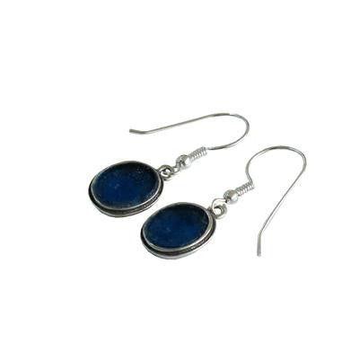 Handmade Roman Glass Earrings - Ancient Roman Glass Oval Shaped Earrings with Border