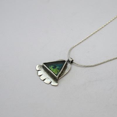 Handmade Roman Glass Pendants - Sterling Silver Ancient Roman Glass Triangle Hamsa Pendant