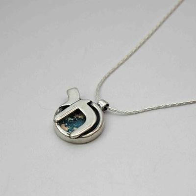 Handmade Roman Glass Pendants - Sterling Silver Ancient Roman Glass Large Chai Pendant