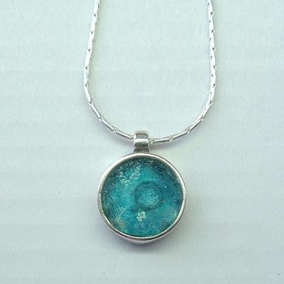 Handmade Roman Glass Pendants - Sterling Silver Ancient Roman Glass Delicate Round Pendant