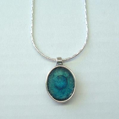 Handmade Roman Glass Pendants - Sterling Silver Ancient Roman Glass Oval Delicate Pendant