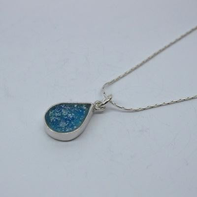 Handmade Roman Glass Pendants - Sterling Silver Ancient Roman Glass Raindrop Pendant