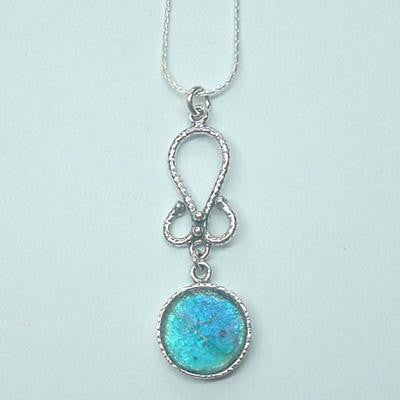 Handmade Roman Glass Pendants - Sterling Silver Ancient Roman Glass Ethnic Dangling Pendant