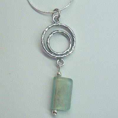 Handmade Roman Glass Pendants - Sterling Silver Anvient Roman Glass Circles Pendant