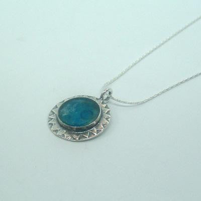 Handmade Roman Glass Pendants - Small Ancient Sun Sterling Silver Roman Glass Pendant