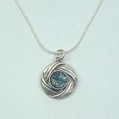 Handmade Roman Glass Pendants - Sterling Silver Ancient Roman Glass Ribbons Pendant