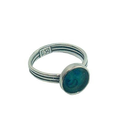 Handmade Roman Glass Rings - Sterling Silver Round Adjustable Roman Glass Ring