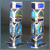 Stained Glass Candlesticks - Jerusalem Candlesticks