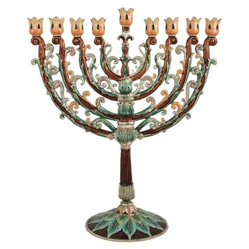 Metal Menorahs - Baroque Menorah