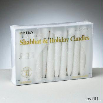 Candles - 24 Premium Hand Crafted White Frosted Shabbat Candles