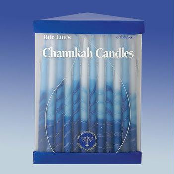 Candles - Premium Chanukah Candles - Blue, Light Blue &amp; White, Striped