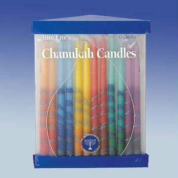 Candles - Chanukah Candles - Hand Decorated Rainbow, Striped