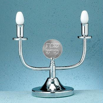 Electric Menorahs &amp; Candlesticks - Electric Shabbat Chrome Candlestick