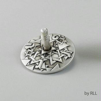 Aluminum,Wooden,Plastic and Toy Dreidels - Pewter-Finish Draydel, Silver tone, Gift Pouch