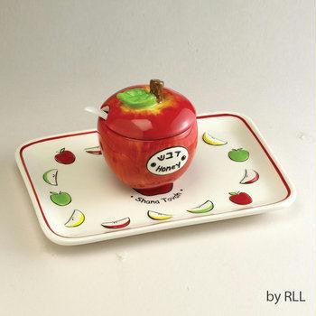 Ceramic Honey Dishes - Ceramic Apple Honey Dish Set with Tray and Spoon