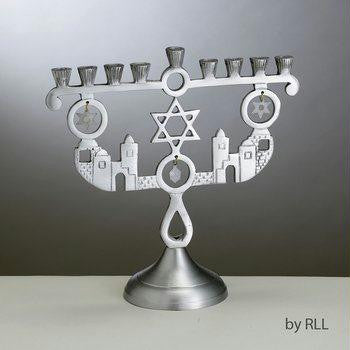 Metal Menorahs - JERUSALEM CHARMS ALUMINUM MENORAH