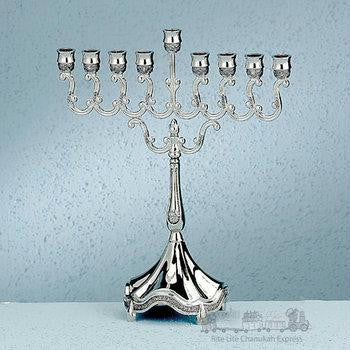 Metal Menorahs - Silvertone Curlicues Menorah