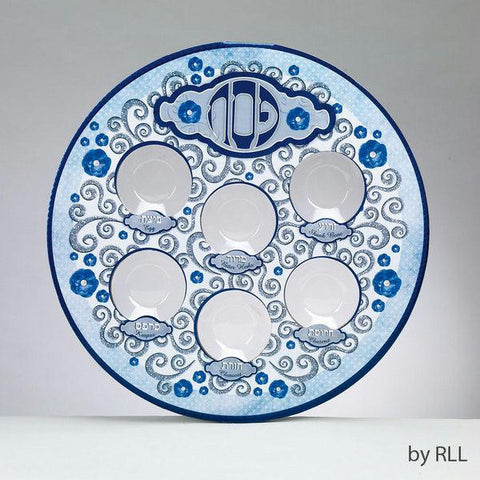 Melamine Seder Plates - Printed Laminate Elegant Seder Plate with Plastic Liners