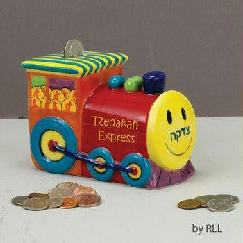Ceramic Tzedakah Charity Boxes - Ceramic Train Tzedakah Box