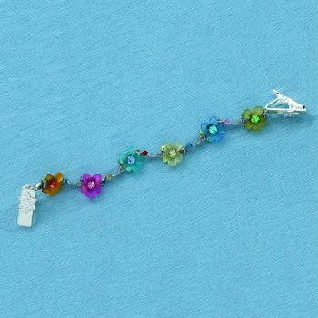 Pewter,Silver,Gold Plated Tallit Clips - Multicolored Flowers Talit Clip
