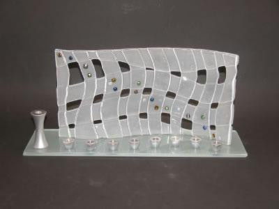 Handmade Glass Menorahs - Woven Wave Menorah