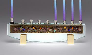 Handmade Glass Menorahs - Gala Bronze Menorah