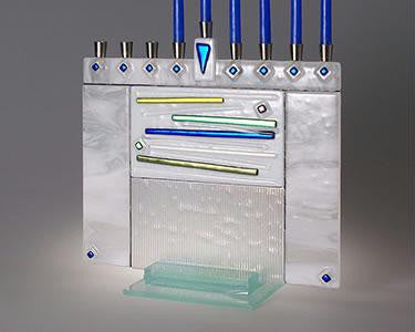 Handmade Glass Menorahs - Millenium Tall