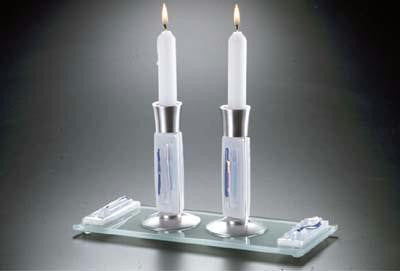 Candlestick Sets with Drip Plate - White Streamers Candlesticks &amp; Drip Plate