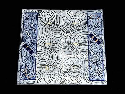 Glass Seder Plates - Vortex Blue Seder Plate