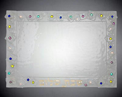 Glass Challah Boards - Geo Shabbat Platter