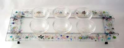 Glass Seder Plates - Celestial Frosted Seder Plate Set