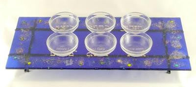 Glass Seder Plates - Celestial Blue Seder Plate Set