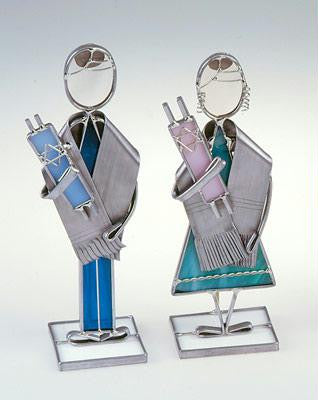 Glass People Sculptures - Bar Mitzvah and Bat Mitzvah Glass People Female teal