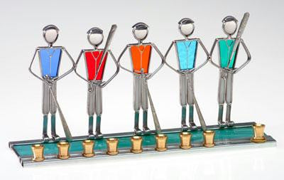 Hanukkah Sports Menorahs - Baseball Menorah Male Teal