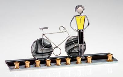 Hanukkah Sports Menorahs - Bicycle Menorah Female Yellow &amp; Black