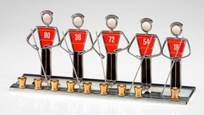 Hanukkah Sports Menorahs - Ice Hockey Menorah Red &amp; Black Female