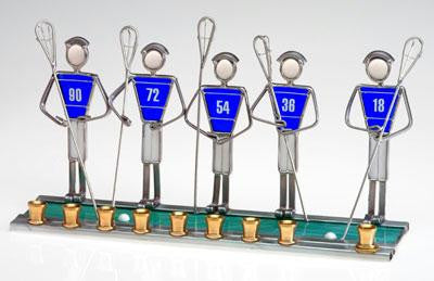 Hanukkah Sports Menorahs - Lacrosse Menorah Blue &amp; White