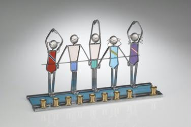 Hanukkah Sports Menorahs - Swimmer Menorah Mixed Primary Colors Female