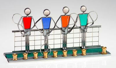 Hanukkah Sports Menorahs - Tennis Menorah Mixed Pastel Colors Male