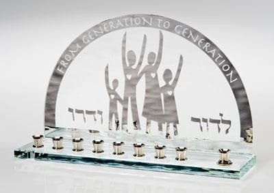 Hanukkah for Children - From Generation to Generation Menorah Light Blue Mirror