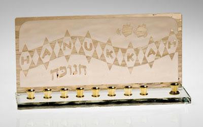 Handmade Glass Menorahs - Star of David Menorah