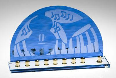 Handmade Glass Menorahs - Jazz Menorah