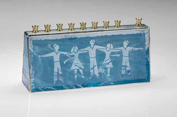 Handmade Glass Menorahs - Israeli Dancer Menorah