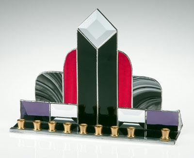 Handmade Glass Menorahs - Artdeco Menorah