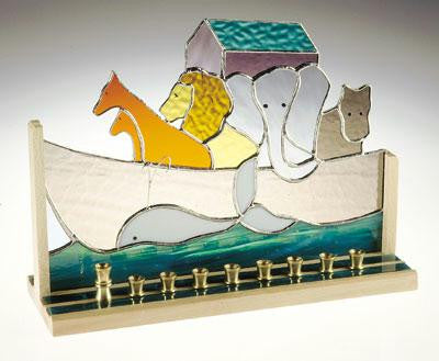 Handmade Glass Menorahs - Noah Ark Menorah