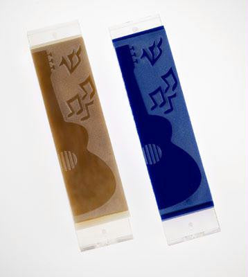 Handmade Glass &amp; Stained Glass Mezuzahs - Guitar Glass Mezuzah Dark Blue Opalescent