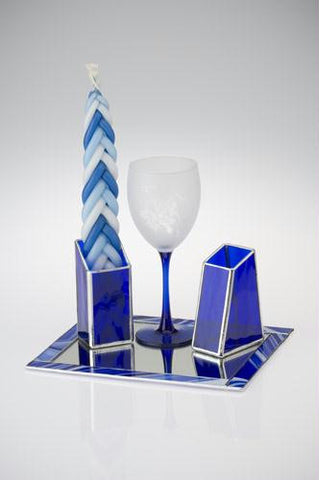 Glass Havdalah Sets - Baroque Blue Havdalah