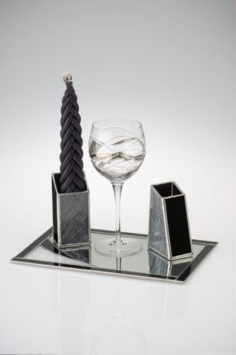 Glass Havdalah Sets - Platinum Contemporary Havdalah Set