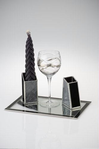 Glass Havdalah Sets - Platinum Contemporary Havdalah Set