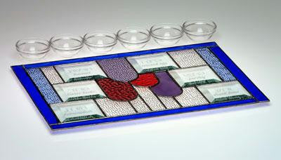 Glass Seder Plates - Four Cups of Wine Seder Plate